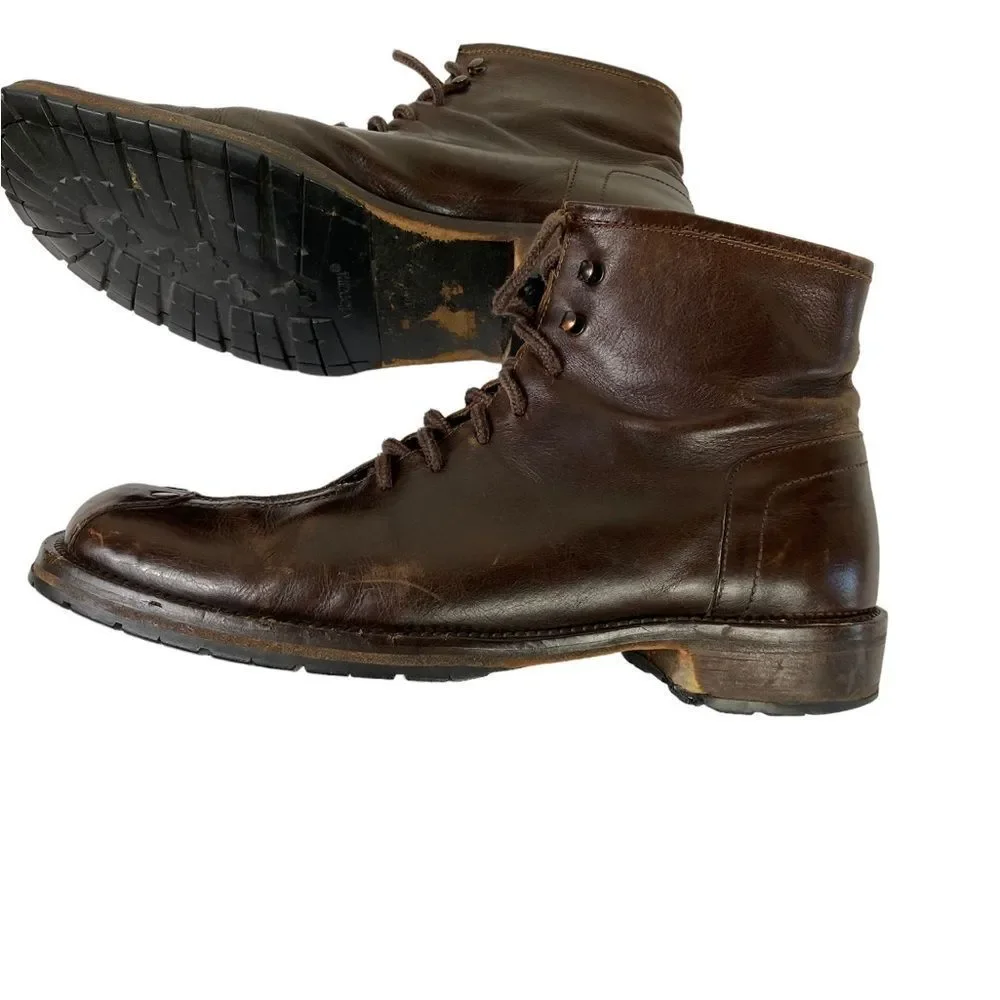 Men's Brown Leather Lace-Up Boots military workwear